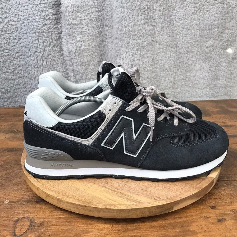 New Balance 574 Classic Sneaker M 13 W 14.5 D Black Suede Mesh Low Top Shoes